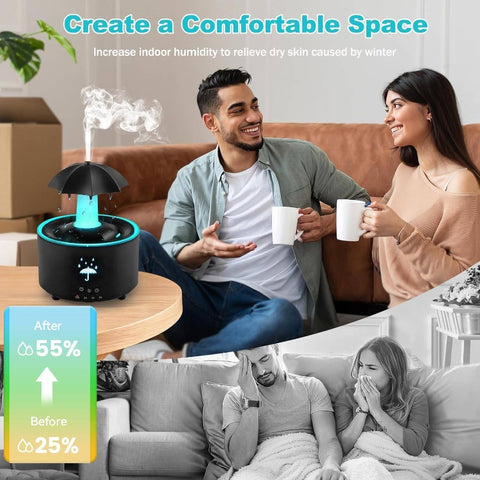 10.14oz Cool Mist Humidifier & Aroma Diffuser with 7-Color Rotating Rainbow Night, Raindrop Sound & Remote Control - Quiet Soundwave technology Operation, - (Adapter Not Included) for Bedroom,, \u002Fs, Portable Mini