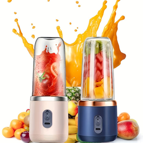 2pcs Portable Multi-functional Blender Double Cup, Home Juicer, DIY Fruit Juice For Summer, Vegetable Juice, Water Juice, Sh Ice, Milkshake, USB Charging Juice Cup, Multi-functional Juicer For Home Kitchen