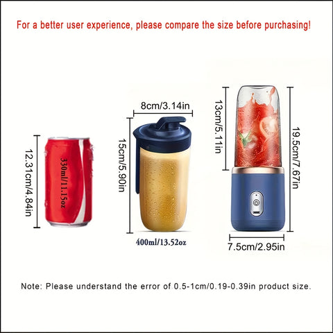 1pc 2-in-1 Portable Blender & Juicer with USB Charging, 1500mAh Battery, Digital Display & 6-Bladed Head - Includes Water Bottle for Smoothies & Fresh Juice On-the-Go (Pink\u002FBlue), Onthego Nutrition | Sixbladed Juicer | Stainless Steel Blender, Blende