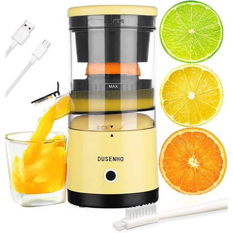 USB- Citrus Juicer Machine - Portable Rechargeable Lemon, Orange, Grapefruit Juicer with Cleaning Brush, USB- for Fresh Lemonade, Smooth Operation, Compact Design & Heavy-Duty PC (No Needed