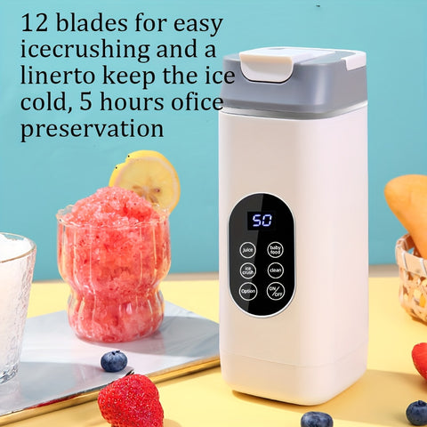 Portable USB Rechargeable Mini Blender And Juicer with a New Ice Cube Insulation Feature, 3 Modes, Digital Display, 12 Blades, 15.22 Ounces, Easy to Clean, Perfect for Travel - Enjoy Refreshing Juice Anytime, Anywhere!