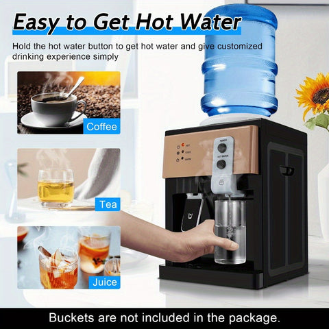 Electric Hot Cold Water Cooler Dispenser, Edition Top Loading Countertop Water Dispenser, Auto Hot and Cold Control Water Dispenser for Office Desk, Bedside Cabinet, Tea Table