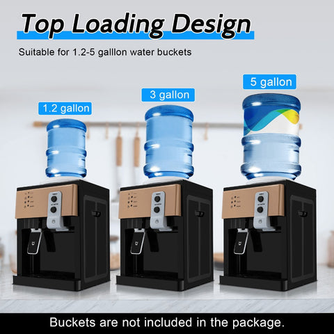 Electric Hot Cold Water Cooler Dispenser, Edition Top Loading Countertop Water Dispenser, Auto Hot and Cold Control Water Dispenser for Office Desk, Bedside Cabinet, Tea Table