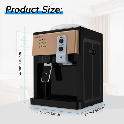 Electric Hot Cold Water Cooler Dispenser, Edition Top Loading Countertop Water Dispenser, Auto Hot and Cold Control Water Dispenser for Office Desk, Bedside Cabinet, Tea Table