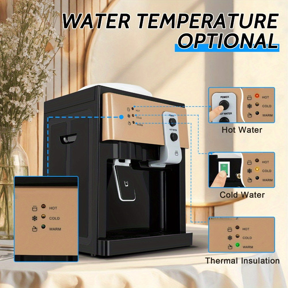 Electric Hot Cold Water Cooler Dispenser, Edition Top Loading Countertop Water Dispenser, Auto Hot and Cold Control Water Dispenser for Office Desk, Bedside Cabinet, Tea Table