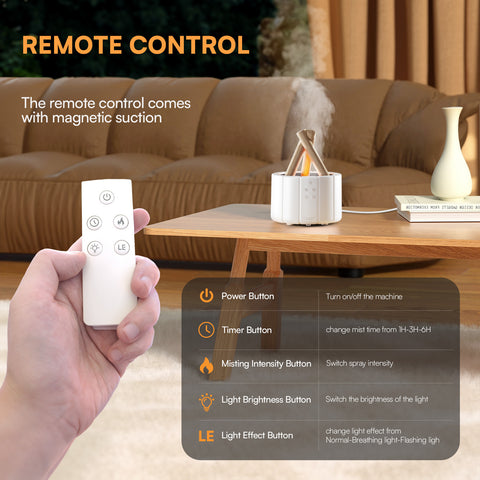 GUPUP 2pack black\u002F whiteCampfire Flame Fire Diffuser, Bonfire Aromatherapy Essential Oil Diffuser, Remote Control, Auto Shut-Off, Wood Cool Mist Humidifier for living room, Bedroom, Office, Halloween, Christmas