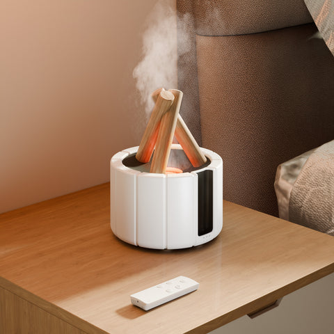 GUPUP 2pack black\u002F whiteCampfire Flame Fire Diffuser, Bonfire Aromatherapy Essential Oil Diffuser, Remote Control, Auto Shut-Off, Wood Cool Mist Humidifier for living room, Bedroom, Office, Halloween, Christmas