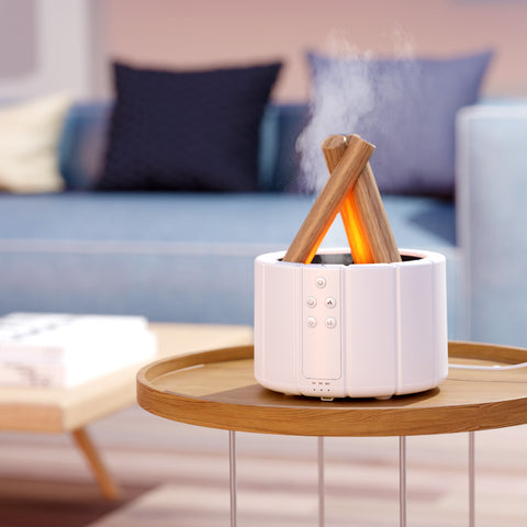 GUPUP 2pack black\u002F whiteCampfire Flame Fire Diffuser, Bonfire Aromatherapy Essential Oil Diffuser, Remote Control, Auto Shut-Off, Wood Cool Mist Humidifier for living room, Bedroom, Office, Halloween, Christmas