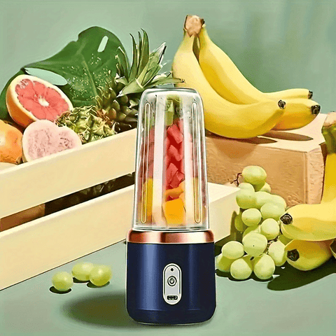 13.53oz Portable 2-in-1 Electric Juicer With Dual Cups, Wireless Rechargeable Mini Juicer Blender With 6 Blades, Easy To Clean, Ideal For Smoothies, - Juicing Station | Modern Design | Food Grade ABS Plastic, 1500mAh Battery, Juicer Blender