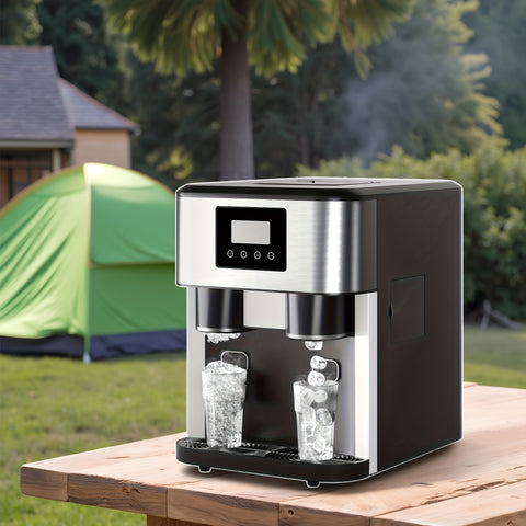 3-in-1 Countertop Ice Maker & Crusher + Water Dispenser 40LBS\u002F24H Ice Output with 3 Sizes & Crush Function, Dual-Fill Auto\u002FManual Modes, Smart Touch LCD W\u002FAlerts & Auto-Clean, 1.8L Tank for Home\u002FOffice\u002FCafe (Stainless Steel)