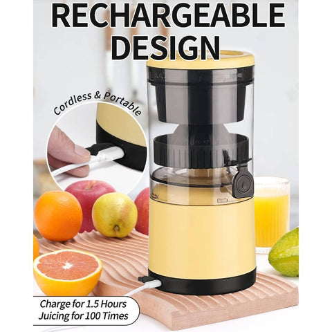 USB- Citrus Juicer Machine - Portable Rechargeable Lemon, Orange, Grapefruit Juicer with Cleaning Brush, USB- for Fresh Lemonade, Smooth Operation, Compact Design & Heavy-Duty PC (No Needed