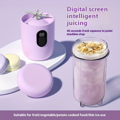 16.91oz Wireless Portable Juicer with Digital Display & USB Rechargeable - 45-Second Fast Juice, 3 Modes (Blend, Mix, Juice), 2 Cups, 2 Lids, 2 Blades, 2 Cups for Smoothies, Milkshakes, Ice - Compact Design for Home, Travel, Kitchen Use, Smoothie Maker, M