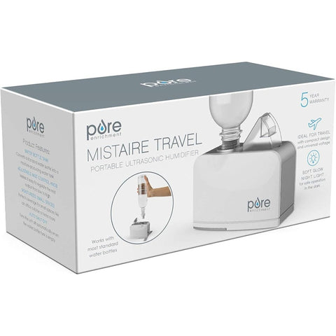 MistAire Travel Soundwave technology Cool Mist Humidifier with Auto Shut-Off, Mood Light & Fold-Out Leg - Portable USB-Powered (Battery-Powered, Battery Not Included) with Storage Bag, Quiet Operation for Home, Office, Hotel, Travel - Compact Design