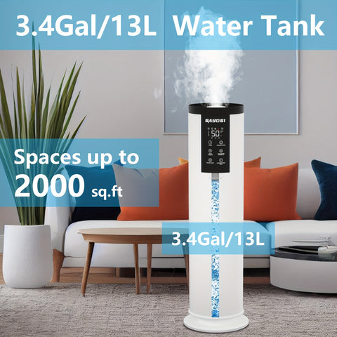 SAYDSI 2000 Sq.ft Humidifiers For Home Bedroom Basement Office Whole House Large Room With Remote Timer And 3.4Gal\u002F13L Water Tank Capacity