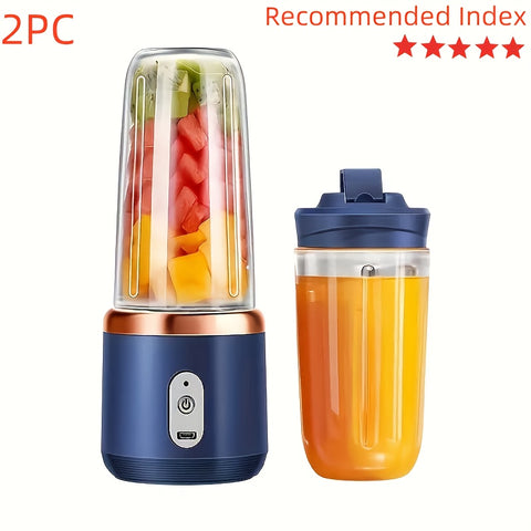 2pcs Portable Multi-functional Blender Double Cup, Home Juicer, DIY Fruit Juice For Summer, Vegetable Juice, Water Juice, Sh Ice, Milkshake, USB Charging Juice Cup, Multi-functional Juicer For Home Kitchen