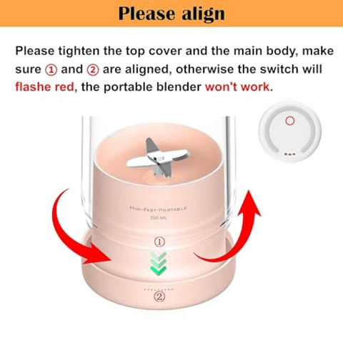 Portable - Electric Juicer Blender 350ml\u002F11oz - One-Touch Operation, -like & 304 Stainless Blades, Mini Travel Blender for Smoothies, Milkshakes, On-the-Go - Pink (Gym, Office, Home)