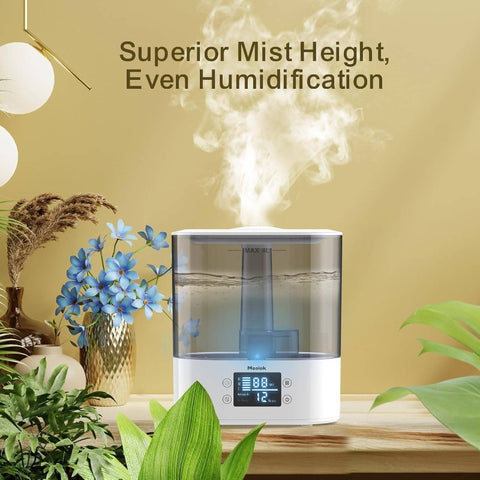 1.06gal Cool Mist Air Humidifier with Top-Fill Design, 26dB Quiet Operation, 40-Hour Runtime, Auto Shut-Off, Digital Display & Easy-Fill Tank - Ideal for Bedroom, Home, Office, Plants - Battery-Powered (Battery Not Included) - Compact & Portable