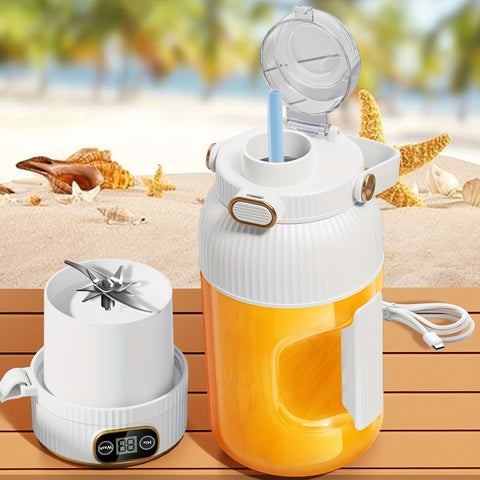 Portable Juicer, 2025 New Versatile Portable Juicer Cup, Portable Juicer Cup with Digital Display, Small Travel Blender for Milkshakes And Smoothies (cyan, White)