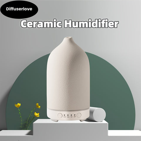 200ml Ceramic Humidifier, Essential Oil Diffuser For Home Bedroom, 4 Colours (Pure Black, Pure White, Light Wood Grain Base, Dark Wood Grain Base)