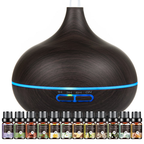 Diffuser for Home, 550ML Large Capacity Diffuser, Essential Oil Diffuser with 12 Bottles of Essential Oils, Aroma Diffuser with Remote Control for Hotel Spa Yoga Room - Humidifier with 7Colors LED Night Light for Bedroom Home Relaxation, Father's Day gift