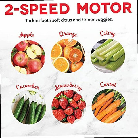 Dash Compact Centrifugal Juicer Press Juicing Machine 2 Speed 2 Wide Feed Chute for Whole Fruit Vegetable Anti drip Stainless Steel Sieve Cool Grey