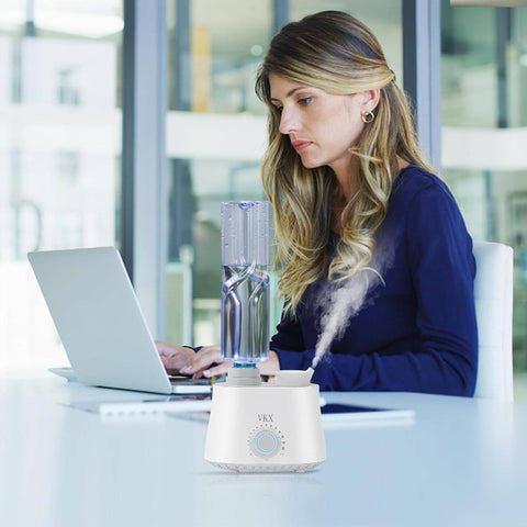 Portable -Free White Humidifier - Soundwave technology Cool Mist & Warm Air-like Humidifier for Travel, Bedroom, Office, - Leak-Proof, Auto Shut-Off, Plug-Free Operation, Compact Bottle\u002FShower Compatible Design