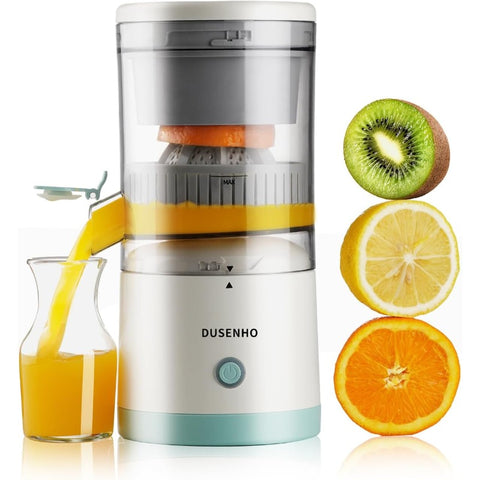 Rechargeable Electric Citrus Juicer with USB-Powered Operation & Cleaning Brush - Portable Cordless Citrus Press for Oranges, Lemons, Grapefruits - Compact Design with Ergonomic Handle, White & Green, USB-Powered (No Batteries\u002FBattery-Free)