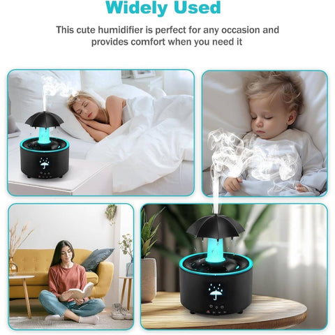 10.14oz Cool Mist Humidifier & Aroma Diffuser with 7-Color Rotating Rainbow Night, Raindrop Sound & Remote Control - Quiet Soundwave technology Operation, - (Adapter Not Included) for Bedroom,, \u002Fs, Portable Mini