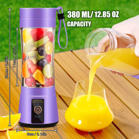 Pink Portable Blender Cup, Electric USB Juicer Blender, Mini Blender Portable Blender For Shakes And Smoothies, Juice, 12.85oz, 2000mAh, 6 Blade With Safety Lock, Food Grade PP, Easy Clean, Ideal For Travel - Fresh Juices Anywhere