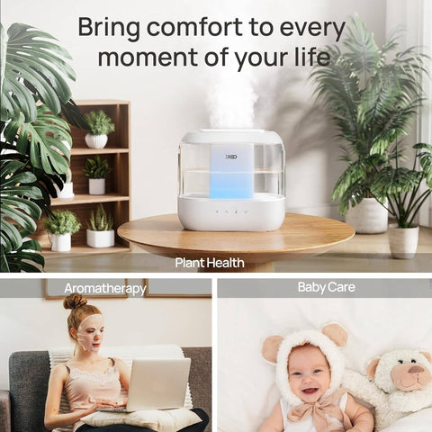 Humidifiers Bedroom, 1.06gal Top Fill Large Room, 36H Runtime, 28dB Quiet Supersized Cool Mist Air Humidifier Nursery, Plants, Indoor, Night Light, Easy to Clean Fill, Humidifier for Large Room, Portable Humidifier, Humidifiers for Bedroom Large