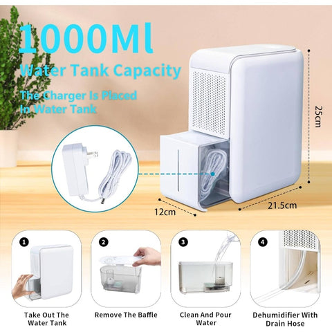 2-in-1 Compact Humidifier & Dehumidifier Combo with Drain Hose, Digital Temperature Display, 4 Modes, 7-Color Night, Auto\u002FManual Timer - Portable Air Dryer-like Device for Home, Bedroom,, Small Spaces (No -)