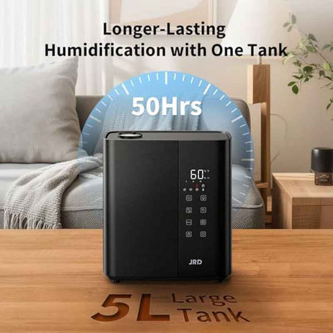 Smart Soundwave technology Humidifier for Large Rooms, 1.32gal Capacity with Remote Control, Auto Mode & 12H Timer, 50H Runtime, Quiet Operation, Digital Display, Ideal for Bedroom, Baby, Plants, Home & Office - Ideal for Large Spaces, Easy-Fill Water Ta