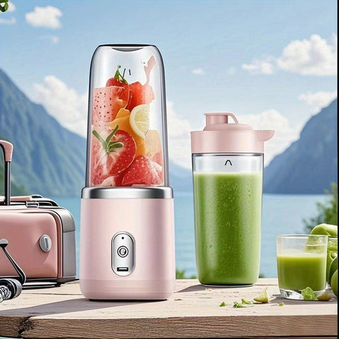 2 Sets (2 Cups + Host) Portable Double-Cup Multi-Functional Juicer, Suitable for Fruit And Vegetable Juicing, No Burden Pressing, One-Click Turn On The Ultra-Mini Juicer, a Must for Dormitory\u002F Travel