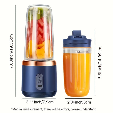 2pcs Portable Multi-functional Blender Double Cup, Home Juicer, DIY Fruit Juice For Summer, Vegetable Juice, Water Juice, Sh Ice, Milkshake, USB Charging Juice Cup, Multi-functional Juicer For Home Kitchen