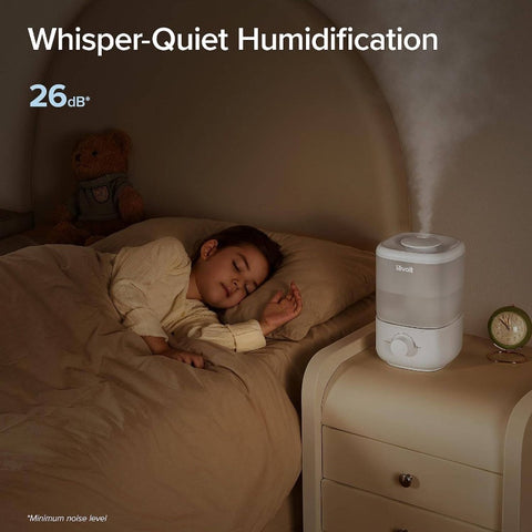Classic 160 Top-Fill Cool Mist Humidifier 84.54oz\u002F2.98oz\u002Fh Large Room & Nursery Air Cooler, 28dB Quiet Operation, Auto Shut-Off &, Easy-Fill Tank, 25H Runtime for Bedroom, Sleep Aid, Home, Office (White)