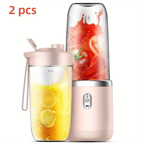 2pcs Portable Multi-functional Blender Double Cup, Home Juicer, DIY Fruit Juice For Summer, Vegetable Juice, Water Juice, Sh Ice, Milkshake, USB Charging Juice Cup, Multi-functional Juicer For Home Kitchen