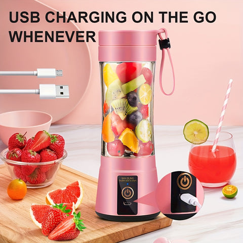 12.85 Oz Rechargeable Portable Blender Cup, Electric USB Juicer Blender, Mini Blender Portable Blender For Shakes And Smoothies, Juice, 380ml, Six Blades Great For Mixing, Easy Clean, Ideal For Travel, Office, Picnic- Fresh Juices Anywhere