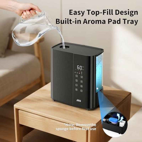 Smart Soundwave technology Humidifier for Large Rooms, 1.32gal Capacity with Remote Control, Auto Mode & 12H Timer, 50H Runtime, Quiet Operation, Digital Display, Ideal for Bedroom, Baby, Plants, Home & Office - Ideal for Large Spaces, Easy-Fill Water Ta