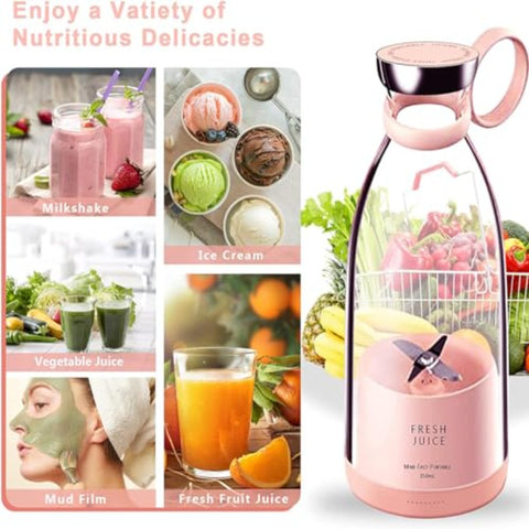 Portable - Electric Juicer Blender 350ml\u002F11oz - One-Touch Operation, -like & 304 Stainless Blades, Mini Travel Blender for Smoothies, Milkshakes, On-the-Go - Pink (Gym, Office, Home)