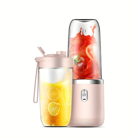 1pc 2-in-1 Portable Blender & Juicer with USB Charging, 1500mAh Battery, Digital Display & 6-Bladed Head - Includes Water Bottle for Smoothies & Fresh Juice On-the-Go (Pink\u002FBlue), Onthego Nutrition | Sixbladed Juicer | Stainless Steel Blender, Blende