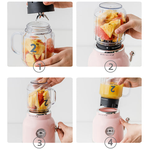 Smoothie Blender Pink - 3-in-1 Smoothie Maker with 6 Blades, 30s Quick Juice & Shakes, Personal Mini Blender for Smoothies & Shakes, Blender Juicer, Juicer Blender, Blenders for Kitchen, Healthy Shakes, Compact Design, Efficient Blending, Durable Blades,