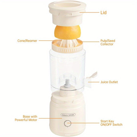 Electric portable citrus juicer for lemon grapefruit. Small, wireless. Easy to use clean. Orange squeezer.,  Juice Extractor, Wireless Operation, Portable Juicer, Efficient Juicing, Highquality Squeezer, Electric Squeezer, Citrus Press, Busy Professionals