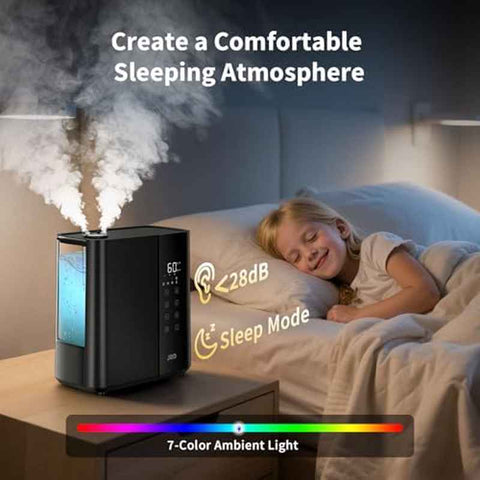 Smart Soundwave technology Humidifier for Large Rooms, 1.32gal Capacity with Remote Control, Auto Mode & 12H Timer, 50H Runtime, Quiet Operation, Digital Display, Ideal for Bedroom, Baby, Plants, Home & Office - Ideal for Large Spaces, Easy-Fill Water Ta