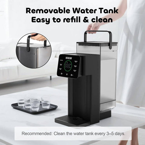 Instant Hot Water Dispenser Countertop Kettle with 6 Temperature Settings & 4 Volume Options, 101.44oz Removable BPA-Free Tank, Rapid Heating, Battery-Powered (AA) with Auto Shut-Off, Digital Display & Spill-Resistant Lid for Home, Office, Kitchen