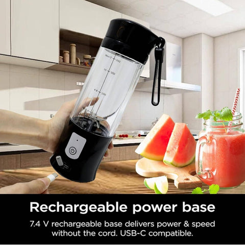 Portable Cordless Personal Blender & Juicer Cup - 13oz USB Rechargeable, Self-Cleaning 6-Blade \u002FTritan with One-Touch Operation, Serrated Blades for Smoothies, On-the-Go Blending, Juicing, Travel, Gym, Office (No Power Cord Needed)
