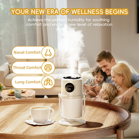 Humidifiers For Bedroom Cool Mist Humidifiers(Summer), Quiet Cool Mist Humidifier, Bedroom Bedside Humidifier, Desktop Air Diffuser, USB Powered, Adjustable Brightness Air Humidifier With Lighting, Suitable For Desks, Homes And Offices