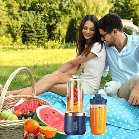 13.53oz Portable 2-in-1 Electric Juicer With Dual Cups, Wireless Rechargeable Mini Juicer Blender With 6 Blades, Easy To Clean, Ideal For Smoothies, - Juicing Station | Modern Design | Food Grade ABS Plastic, 1500mAh Battery, Juicer Blender