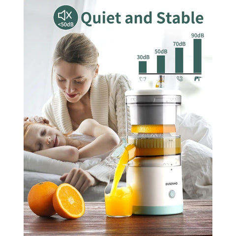 Rechargeable Electric Citrus Juicer with USB-Powered Operation & Cleaning Brush - Portable Cordless Citrus Press for Oranges, Lemons, Grapefruits - Compact Design with Ergonomic Handle, White & Green, USB-Powered (No Batteries\u002FBattery-Free)