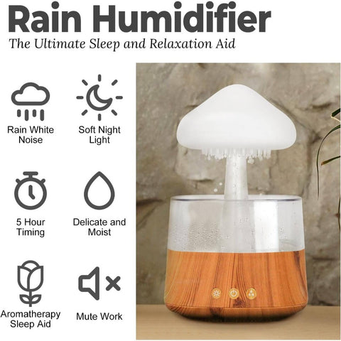 Rain Cloud Humidifier & Aroma Diffuser-like (No Aroma) - Adjustable LED Night, White Noise Machine, 7-Color-Free Mist Maker for Bedside,, Office - PS Material Compact Cool Operation Fan-Like Cooling Effect Humidifier