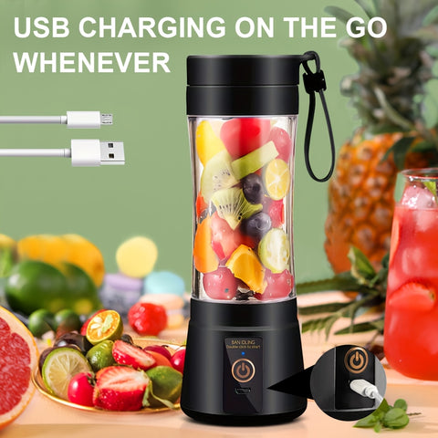 12.85 Oz Rechargeable Portable Blender Cup, Electric USB Juicer Blender, Mini Blender Portable Blender For Shakes And Smoothies, Juice, 380ml, Six Blades Great For Mixing, Easy Clean, Ideal For Travel, Office, Picnic- Fresh Juices Anywhere